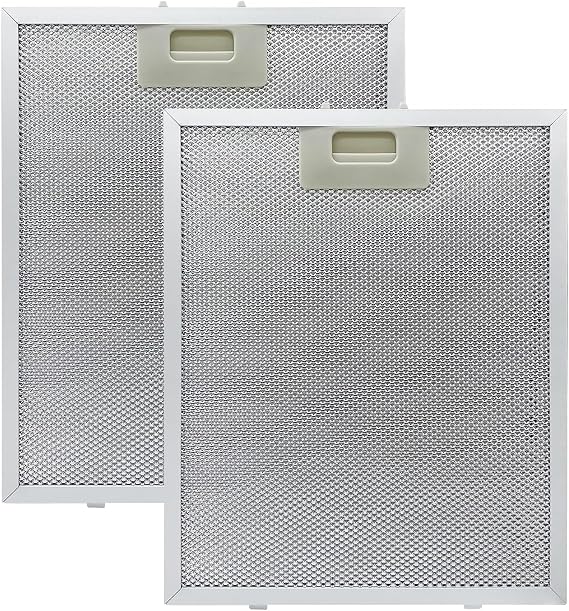 2 Pack Cooker Hood Filter Replacement Metal Grease Filter, Universal Mesh Hood Extractor 320x260mm 5-Layer Aluminum, Vent Filter Fit for Many Leading Brand of Cooker Hood
