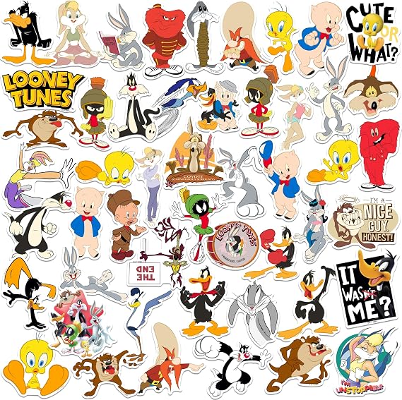 Looney Tunes 50ct Die Cut Vinyl Stickers, Tablet, Indoor & Outdoor Use