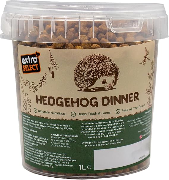 Extra Select Premium Hedgehog Dinner: Nutrient-Rich Dry Hedgehog Food for Year-Round Feeding - 1L Tub