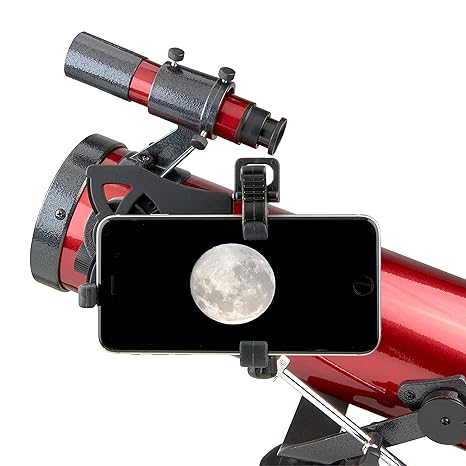 Carson Red Planet Series 35-78x76mm Newtonian Reflector Telescope with Universal Smartphone Digiscoping Adapter & CarsonCam Phone App (RP-100SP) | with Universal Phone Adapter & CarsonCam App - Includes Multiple Eyepieces and Various Telescope Accessories (RP-100SP)