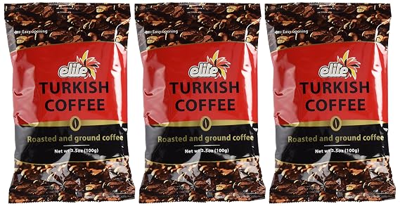 Elite Turkish Coffee Roasted and Ground 3.5 Ounce (3 Pack)