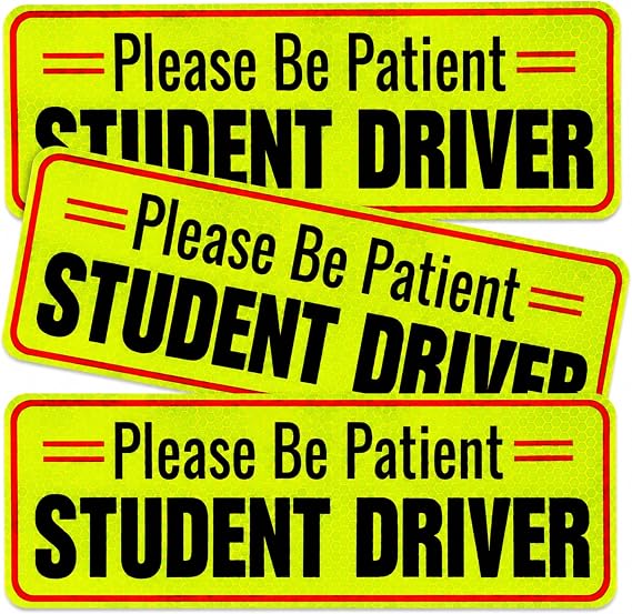 Signs Authority Student Driver Car Magnet Set of 3 - Reflective 10 Inch Magnetic Signs for Cars - New Driver Magnet for Vehicle - Student Drivers Sticker for Car Safety and Visibility