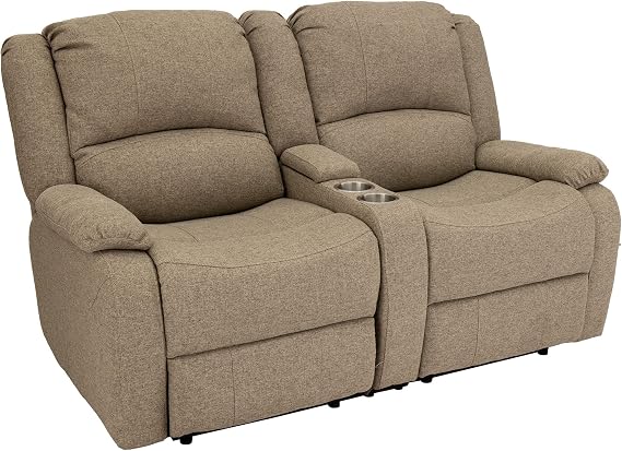 RecPro Charles 64" RV Reclining Loveseat | Oatmeal Cloth