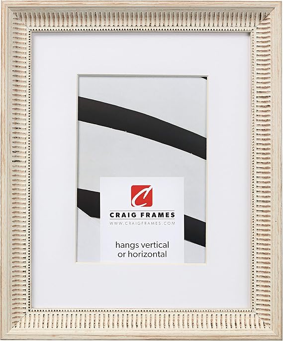 Craig Frames Luella, 14 x 18 Inch Ornate Picture Frame Matted to Display a 10 x 13 Inch Photo, Off-White