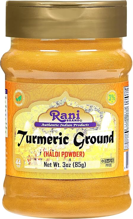 Rani Turmeric (Haldi) Root Powder Spice, (High Curcumin Content) 3oz (85g) PET Jar ~ All Natural | 100% Pure, Salt Free | Vegan | Gluten Friendly | NON-GMO | Kosher | Indian Origin