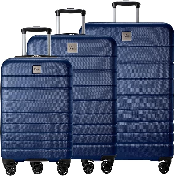 Skyway Epic 2.0 Hardside Lightweight and Durable ABS Shell Luggage, Spacious with 8-Wheel Spinners, Comfort Grip with Telescoping Handle, Men and Women, Royal Blue, 3-Piece Set (20,24, 28)
