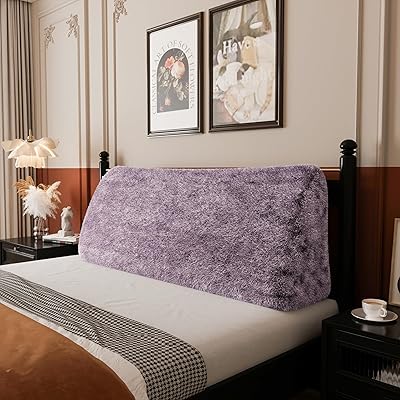Headboard Wedge Pillow Purple Plush Large Triangle Reading Pillow for Sitting up in Bed Daybed Bolster Pillow Backrest Support King Size Cushion