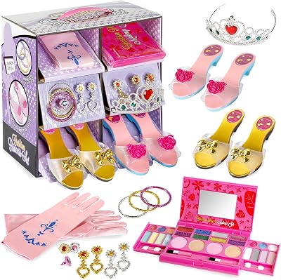 fash n kolor My First Princess Makeup Set Washable with Mirror and Dress Up Slipper Set Ages for 3,4,5,6 Years Old and up Makeup Set