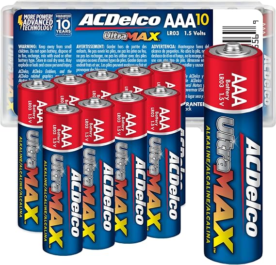 Powermax ACDelco UltraMAX 10-Count Triple AAA Batteries, Alkaline Battery with Advanced Technology for Home and Office, 10-Year Shelf Life, Recloseable Packaging