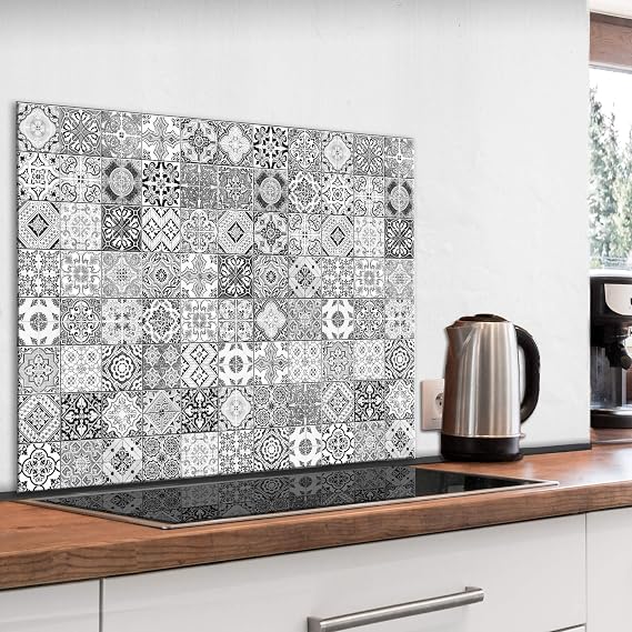 murando Spritzschutz Glas für Küche 80x60 cm Küchenrückwand Küchenspritzschutz Fliesenschutz Glasbild Dekoglas Küchenspiegel Glasrückwand Fliesen Mosaik - f-B-0288-aq-e