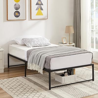 VECELO 14 Metal Platform Bed FrameMattress FoundationNo Box Spring Needed Twin Size