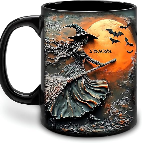 Halloween Personalized Witch Mug, Custom Halloween Coffee, Spooky Gifts For Women, Girls, Family, and Friends