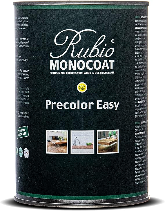 Rubio Monocoat Precolor Easy, Indoor Water-Based Wood Stain & Pre-Treatment, 200 ft2 - Nordic White | Quick-Dry, Eco-Friendly Pre-Color Bonding Stain for Indoor Use with Oil Plus 2C | 1 Liter