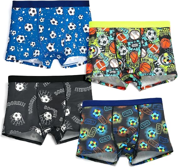 GRPSKCOS Boys Underwear, 4 Pack Youth Boxer Shorts Soft Cooling Boxers