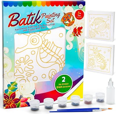 Malaysian Batik Organic Colors Painting 2-in-1 Kit Fish, Sea Horse