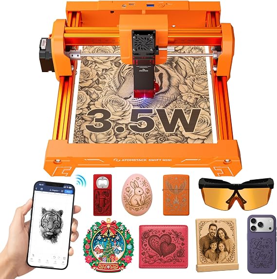ATOMSTACK Swift Laser Engraver Machine, Business, Orange 3.5W Laser Cutter