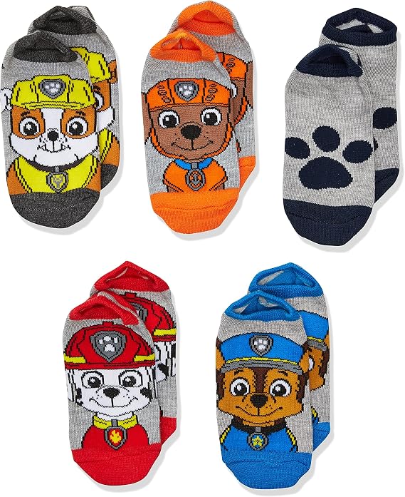 Nickelodeon Boys' Paw Patrol 5 Pack No Show Socks