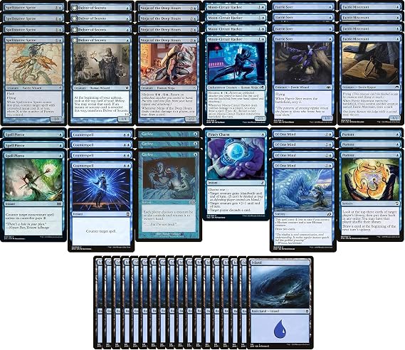 Tier 1 Mono Blue Faeries Pauper Deck - Custom Built - Magic The Gathering - MTG - 60 Card