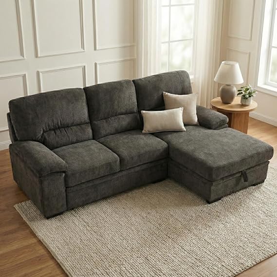 Primo Jordan L-Shaped Sleeper Sectional Sofa with Storage - Versatile 93 in. Pull-Out Sofa Bed with Hidden Storage for Living Rooms