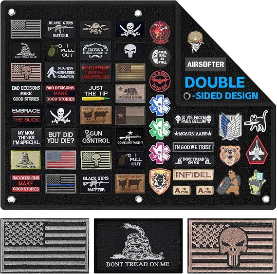 Esmorah Patch Display Board Holder, Tactical Patch Display Organizer Frame Panel with Hook and Loop for Collection Military Army Combat Morale Emblems, Wall or Desk Style