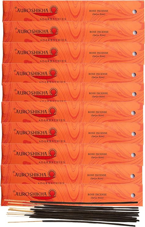 Auroshikha Marbling ~ Rose (Surya) ~ Incense 10 Grams (10 Pack - Total of 100 gram)