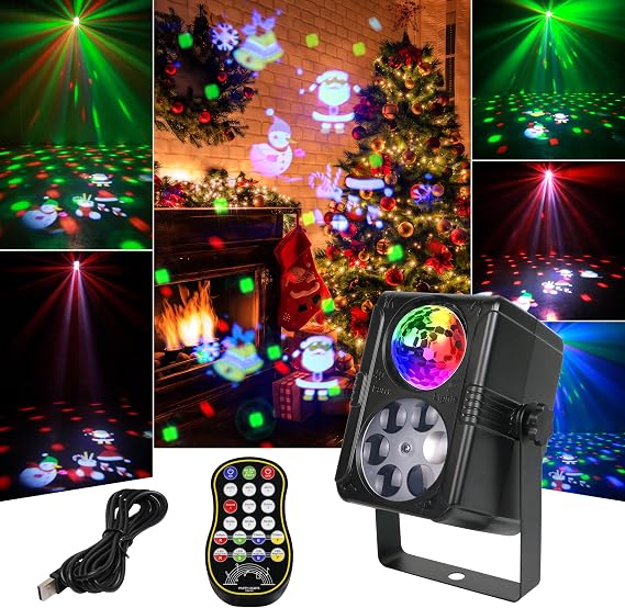 Miralin Christmas LED Projector Light – Santa & Snowman Holiday Decoration with Remote, Auto/Voice Modes, Red Green Blue Effects, Indoor/Outdoor Festive Lighting, Easy Setup & Giftable [Energy Class A+++]