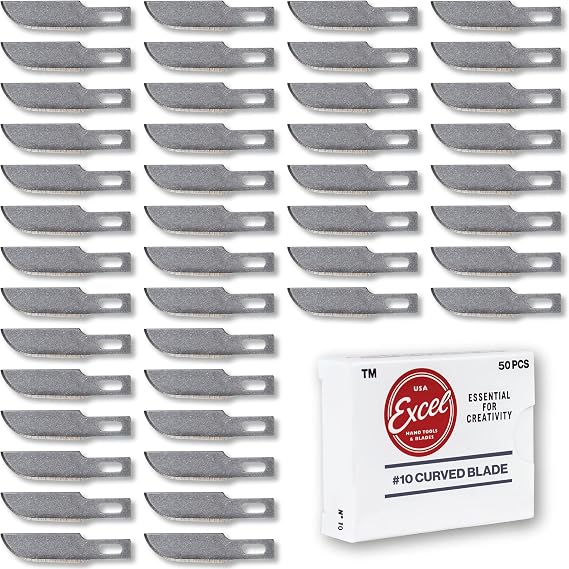 Excel Blades #10 Curved Hobby Knife Blades, 50-Pack, Carbon Steel
