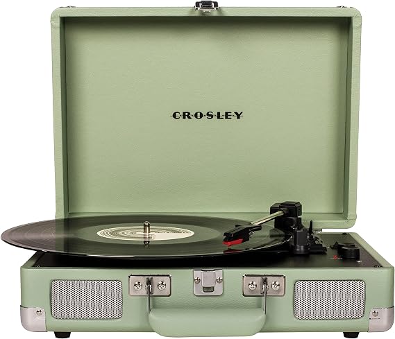 Crosley CR8005F-MT Cruiser Plus Record Player, Mint | 3-Speed Turntable, Bluetooth In / Out, Built-in Stereo Speakers, Isolated Internal Speakers Minimize Vibration