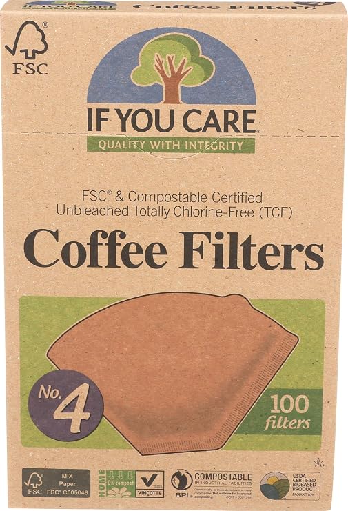 If You Care # 4 Cone Shaped Unbleached All Natural Compostable Coffee Filters, 100 Count (Pack of 1), Chlorine Free
