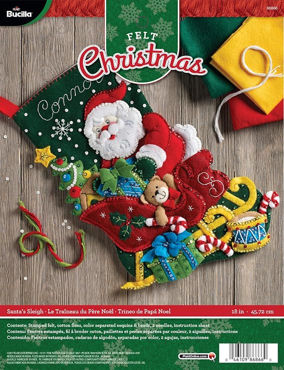 Bucilla Santa's Sleigh Stocking Kit, Multicolor