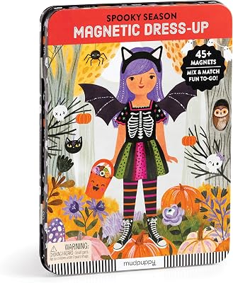 Mudpuppy Spooky Season – Magnetic Dress Up Game with Illustrated Halloween Scenes Including 2 Spooky Characters and Over 40 Mix and Match Magnets Perfect for Travel