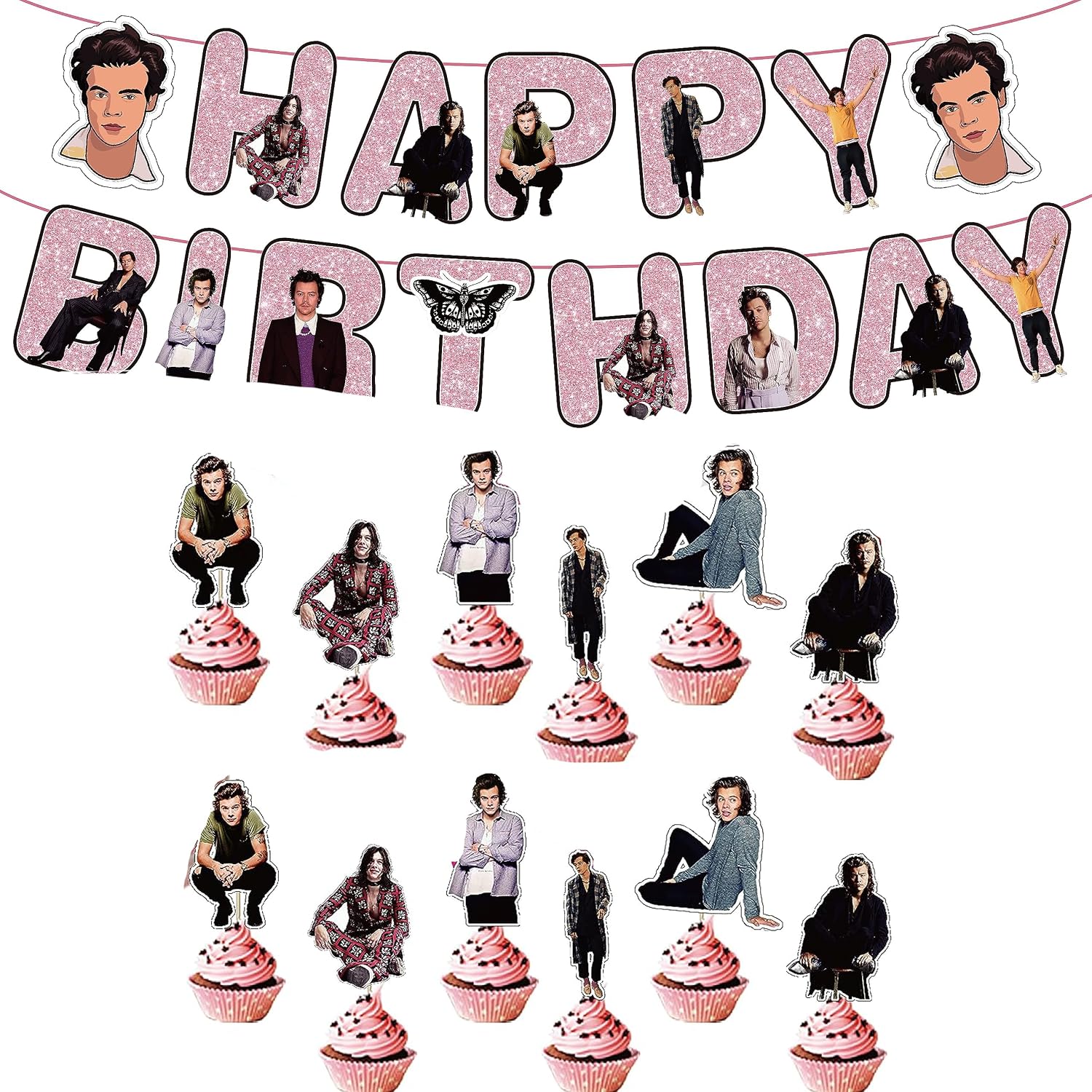 Singer Birthday Party Decorations, Singer Party Supplies Music Star Happy Birthday Banners Balloons Cupcake Cake Toppers Unsex Adult
