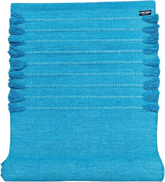 Indian Handmade100 % Organic Anti Skid Multi Colour Cotton Yoga Mat - Eco-Friendly Hand-Woven Rug - Non-Slip & Thick (24x72x5mm) for Hot yoga & Everyday Fitness at Home - Comfortable & Foldable Extra-Long Mat