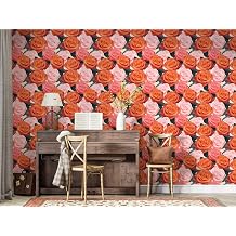 Pembe Güller Duvar Kağıdı, Kendinden Yapışkanlı Çok Amaçlı PVC Folyo, DIY Duvar Kağıdı (66x66 cm)