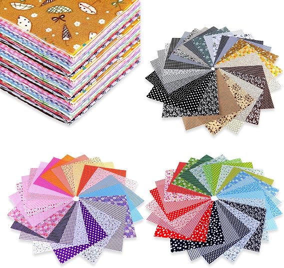 70PCS Cotton Fabric Squares Bundle, 10"x10" Printed Arts Craft DIY Cloths for Quilting Patchwork, Sewing Projects, Scrapbooking & Home Decoration (25x25 cm - 70 Assorted Patterns)