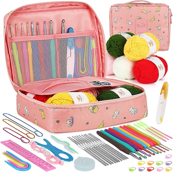 Aeelike Crochet Kit for Beginners- Ideal DIY Craft Gift for Women, Pink