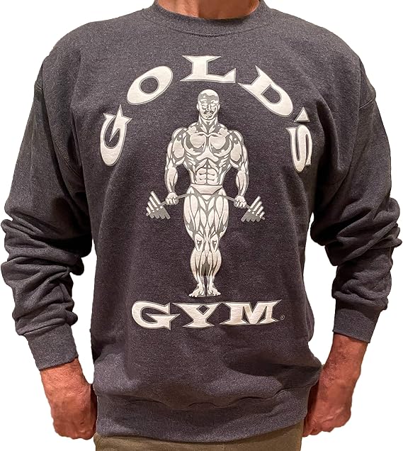 Gold's Gym Basic Sweatshirt - Official Licensed - BS-1 (M, Charcoal Heather)