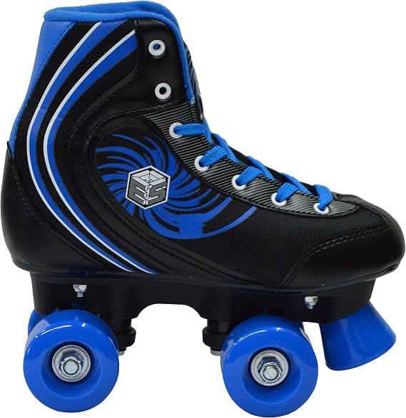 New! Epic Rock Candy Quad Roller Skates w/ 2 Pr. Laces (Black & Blue)