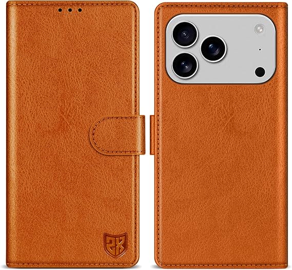 for iPhone 17 Pro Wallet Case with [RFID Blocking] Card Slot Kickstand Magnetic Closure Leather Flip Fold Protective Phone Case for iPhone 17 Pro Case Wallet(Brown-6.3 inch)