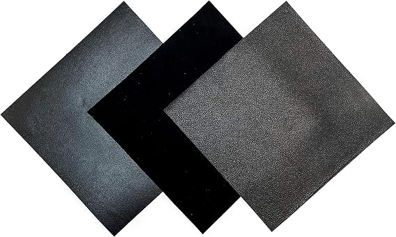 Leather Fabric for Crafts: Black Suede & Lambskin Hides (3 Sheets) - 5x5IN/12x12cm