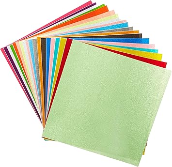 Styletech Self Adhesive Glitter Vinyl Sheets, 12 Inches, 19 Pack, 12 Inches by 12 Inches