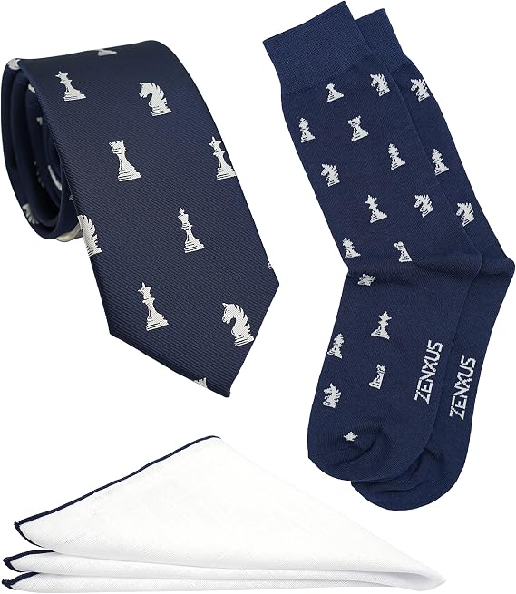 Novelty Tie Set for Men, Jacquard Necktie, Pocket Square and Socks