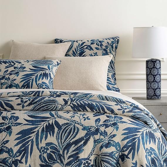 Pine Cone Hill Antigua Linen Blue Floral Linen Duvet Cover, King