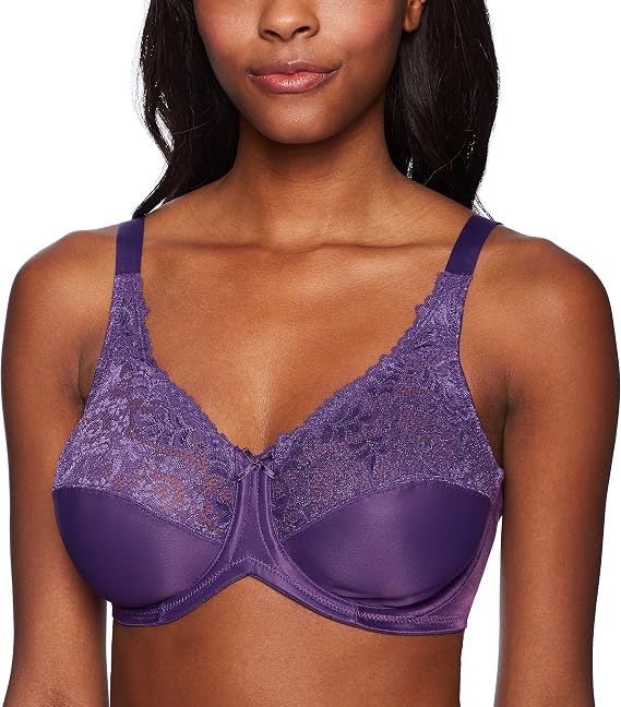 Bali Lilyette Minimizer Bra, Lacey Underwire Bra with Full-Coverage & Natural Support, Underwire Bra for Everyday Wear