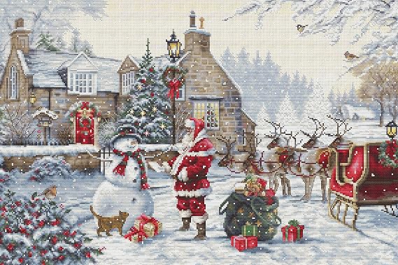 Luca-S Cross Stitch Kit Gold - Santa's Cottage, BU5011