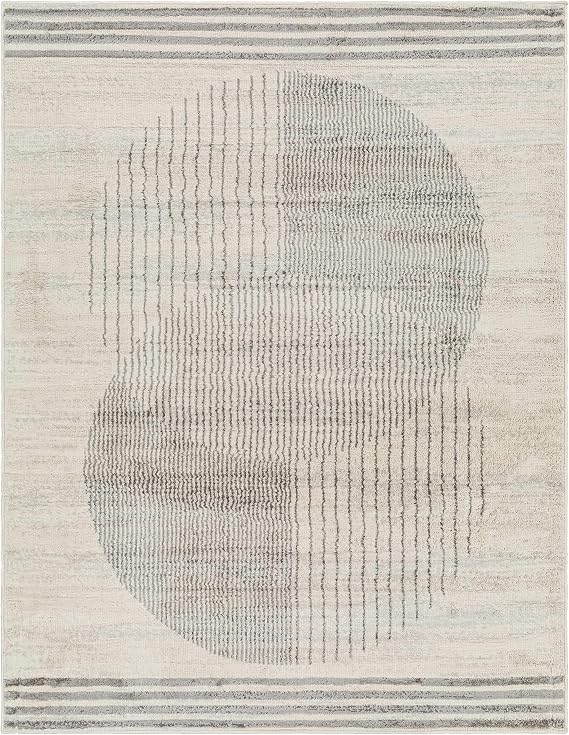 BoutiqueRugs Ivory Geometric 9x12 Large Area Rug Contemporary Gray Cream Light Slate Charcoal Amar Great Room Open Concept Master Bedroom Large Dining Room 8'11" x 12'4" Stain Resistant Non-Shedding